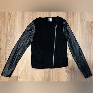 Black faux leather cropped jacket